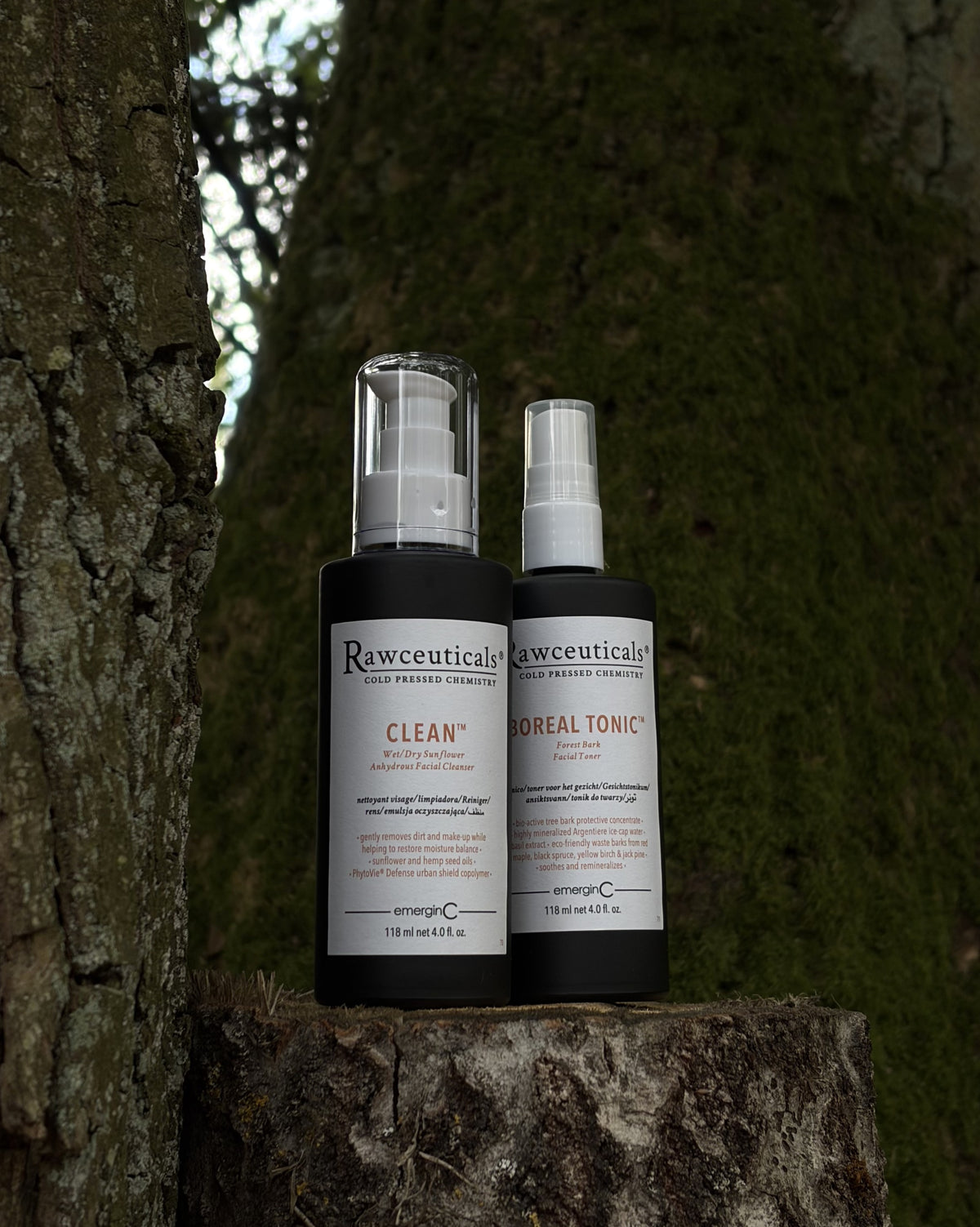 emerginC RAWCEUTICALS CLEAN en BOREAL TONIC in natuurlijke setting