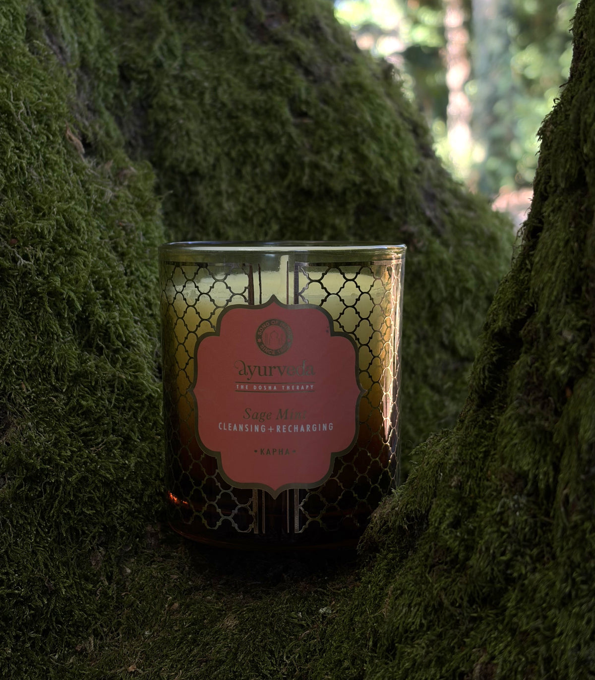 Ayurvedische Kapha geurkaars met salie en munt